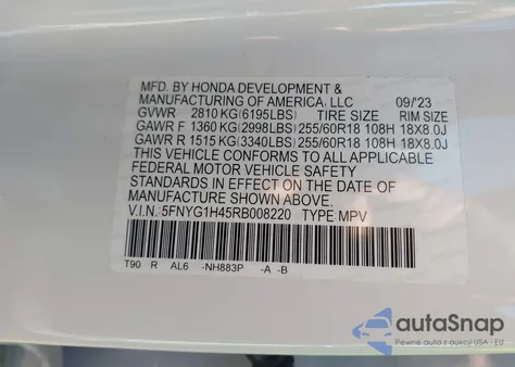 2024 Honda Pilot Ex-L from USA, damaged, VIN 5FNYG1H45RB008220